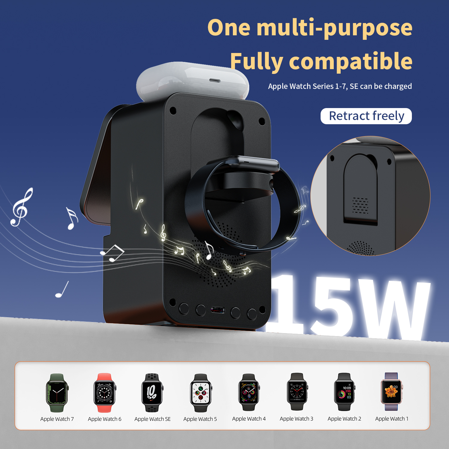 DH19 4IN1 Magnetic Wireless Charger Stand With Speaker — product detail view