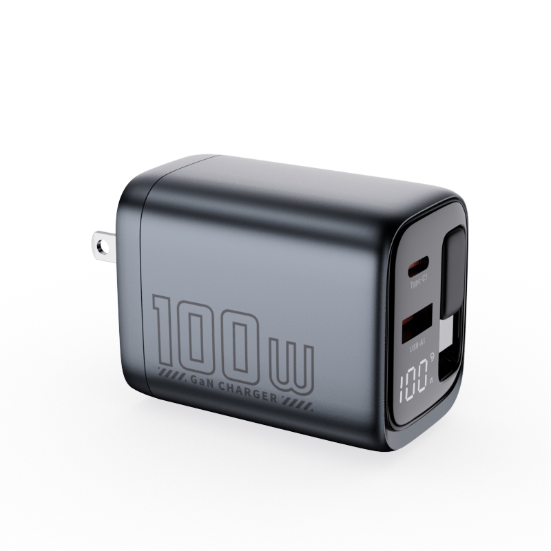 WEX100S 100W Retractable GaN Fast Charger with Power Display - Image 2