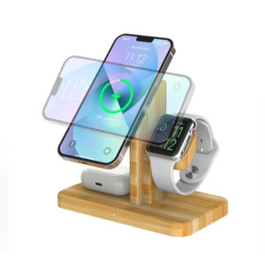 3-in-1 MagSafe15W Bamboo Iphone Wireless Charger