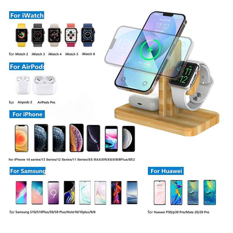 3-in-1 MagSafe15W Bamboo Iphone Wireless Charger - Image 4
