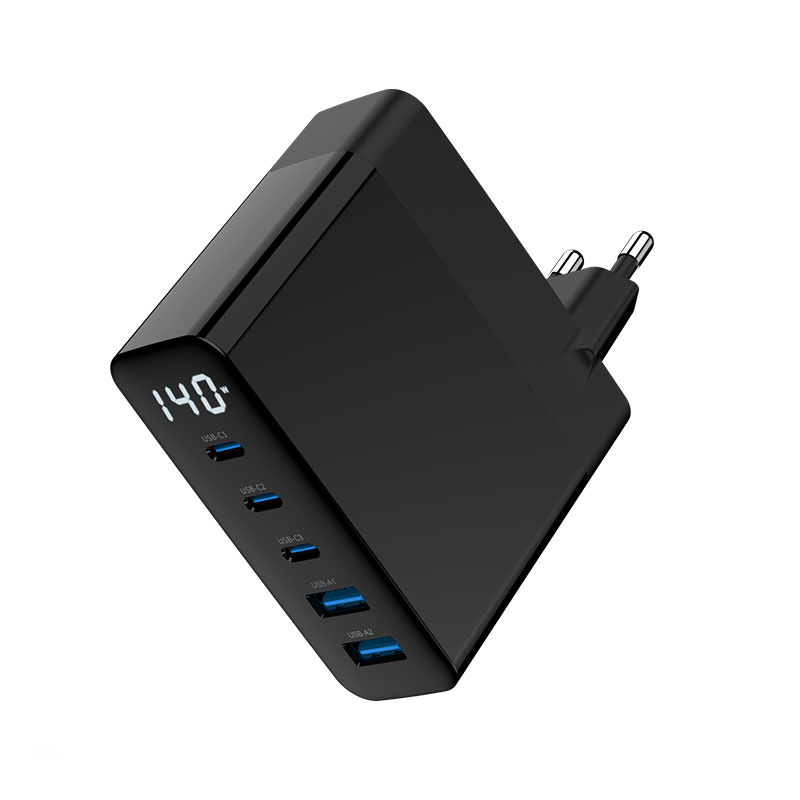Black & White WEG-140W-2A3C 140W GaN charger with EU,UK,US,AUS Plugs - Image 4