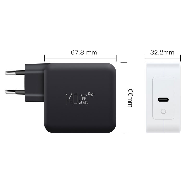 WEP-140-C 140W Black&White GaN Charger With EU,UK,US,AUS Plug — product detail view