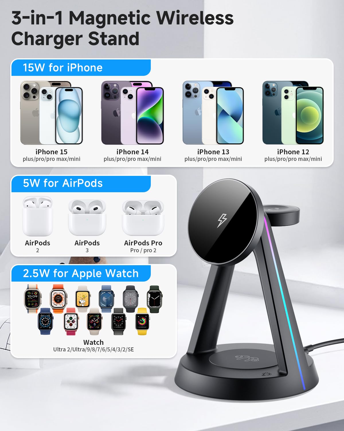 Y308 Wireless Charger With RGB Ambient Lighting - Image 4